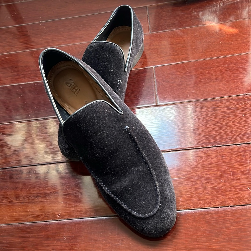 Zara men’s navy suede smoker slip on loafer size 42